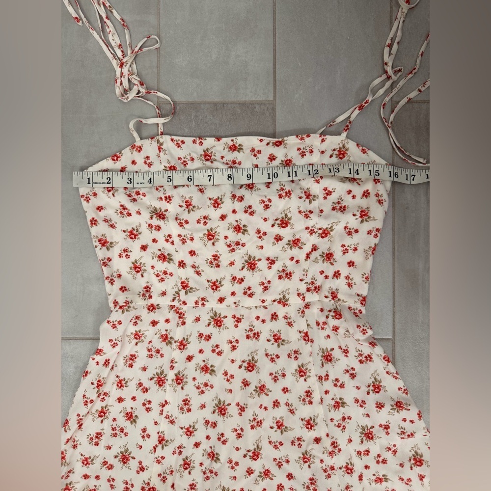 Reformation Bisque Red & White Floral Dress Size 4 - Picture 7 of 8